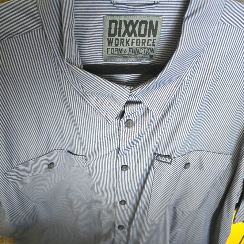 DIXXON Men's 5X "Workforce" Gray & Blue Striped Short Sleeved Shirt